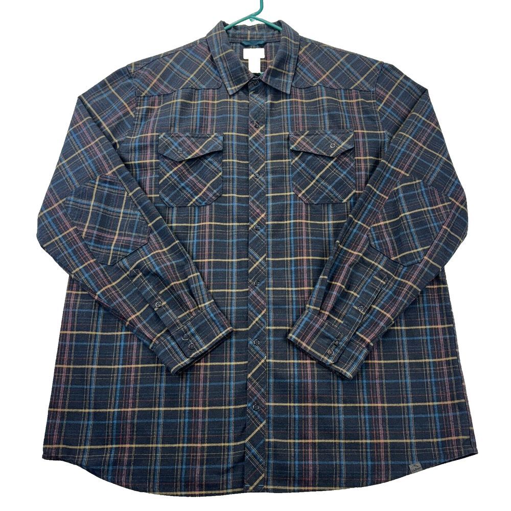 LL Bean Shirt Mens 2XLT Katahdin Performance Flannel Wool Blend Slightly Fitted